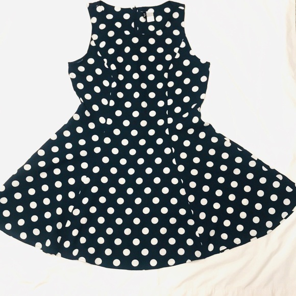 H&M Divided Navy Blue Polka dot mini dress 14 - Picture 1 of 10